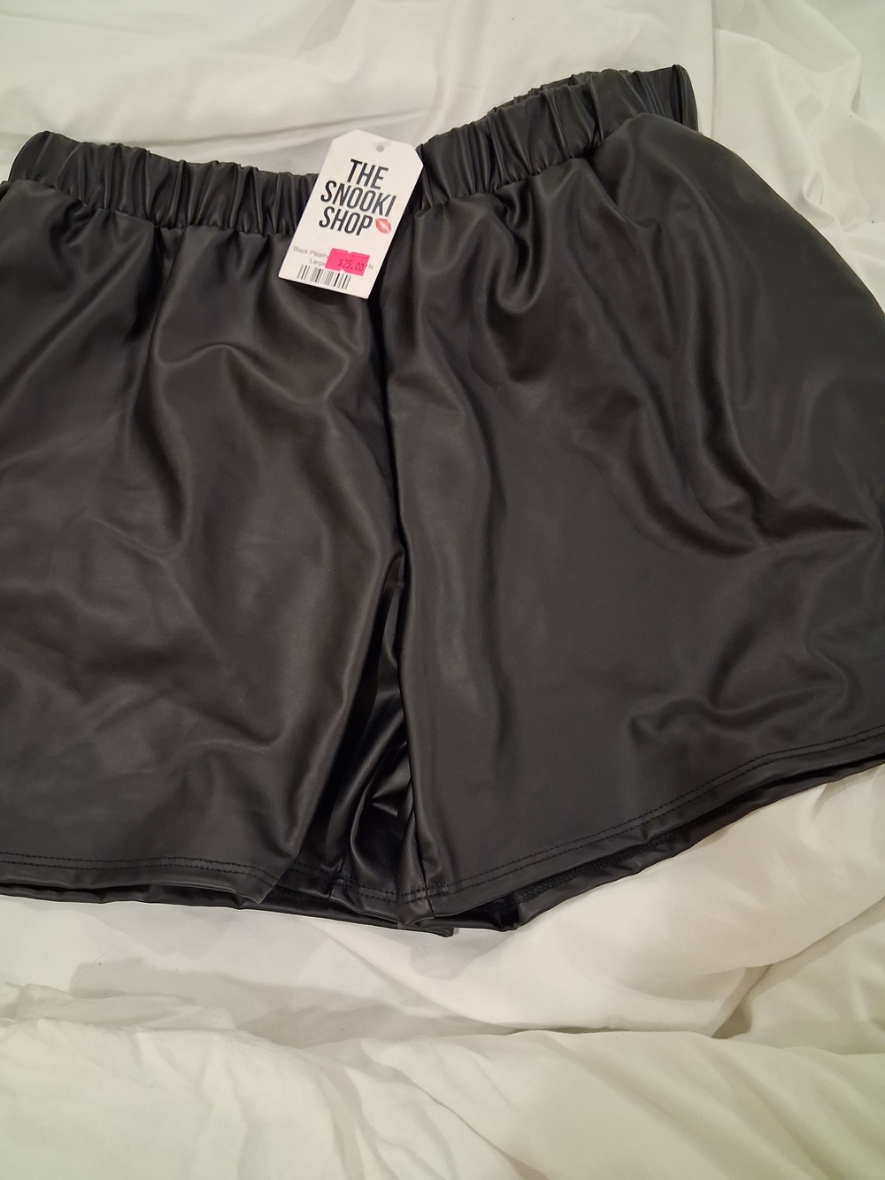 HEIMISH USA Black Faux Leather Bermuda Shorts